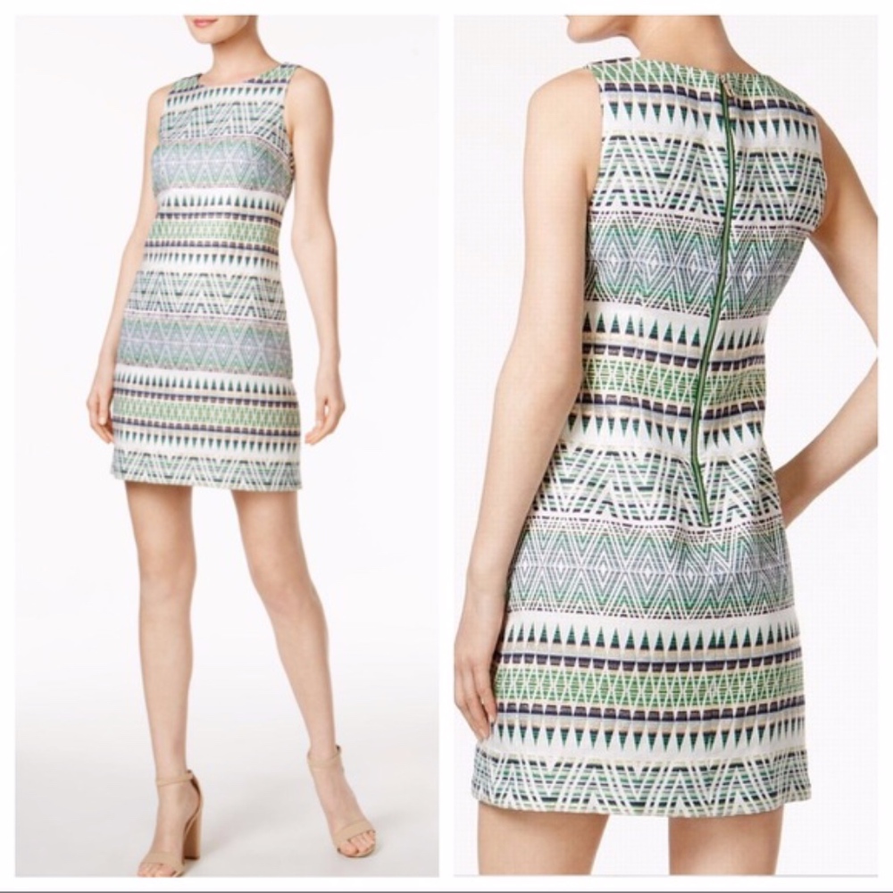 Vince Camuto Gold & Green Tribal Dress